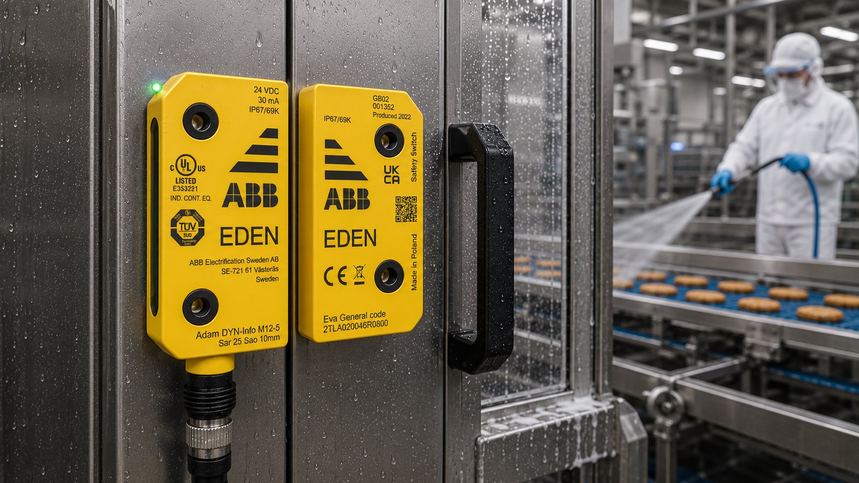 ABB Safety Eden is a washable safety sensor for food production lines
