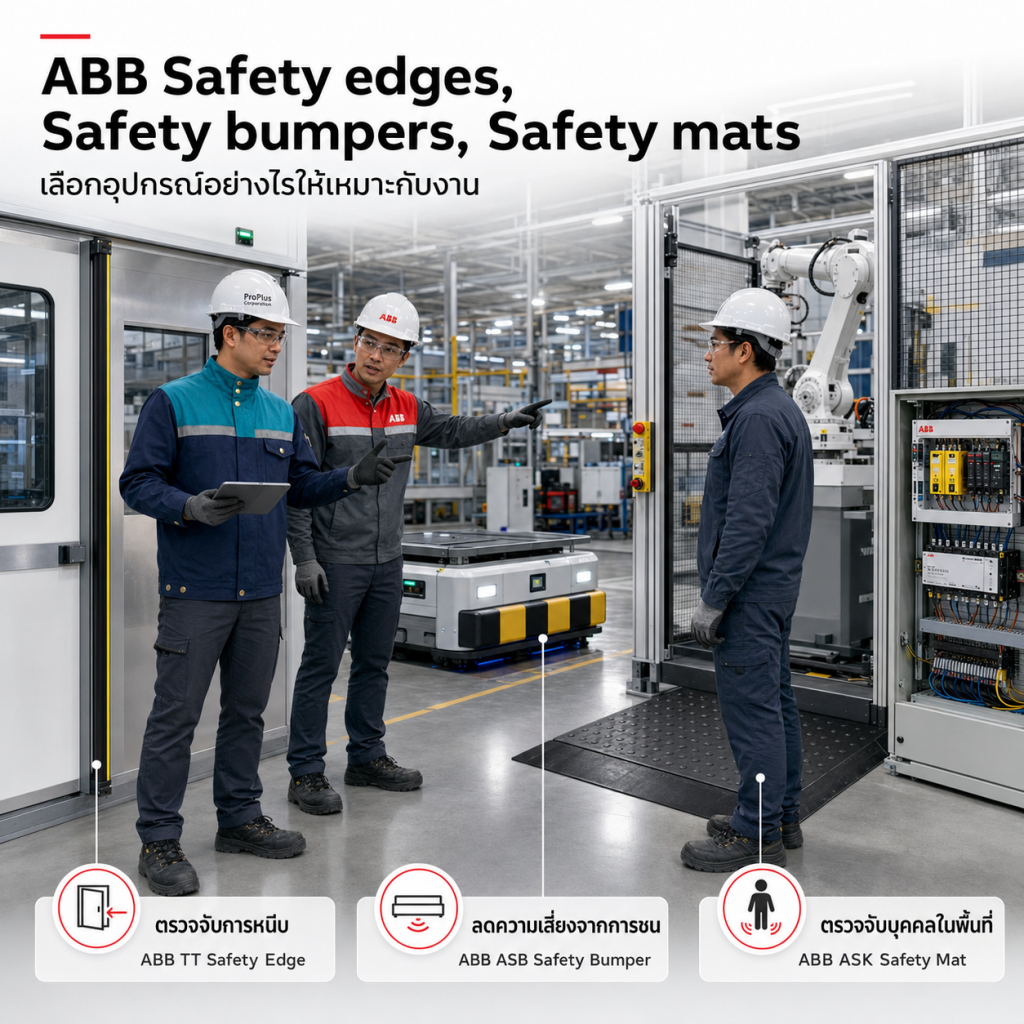 ชื่อไฟล์ที่รองรับ SEO แนะนำ: abb-safety-edges-safety-bumpers-safety-mats.jpg Alt Text แนะนำ: ABB Safety Edges Safety Bumpers และ Safety Mats สำหรับป้องกันอันตรายในเครื่องจักร
